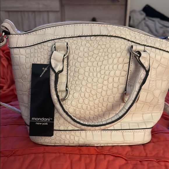 Mondani Cream Satchel with Crocodile Embossed Texture - Picture 2 of 7